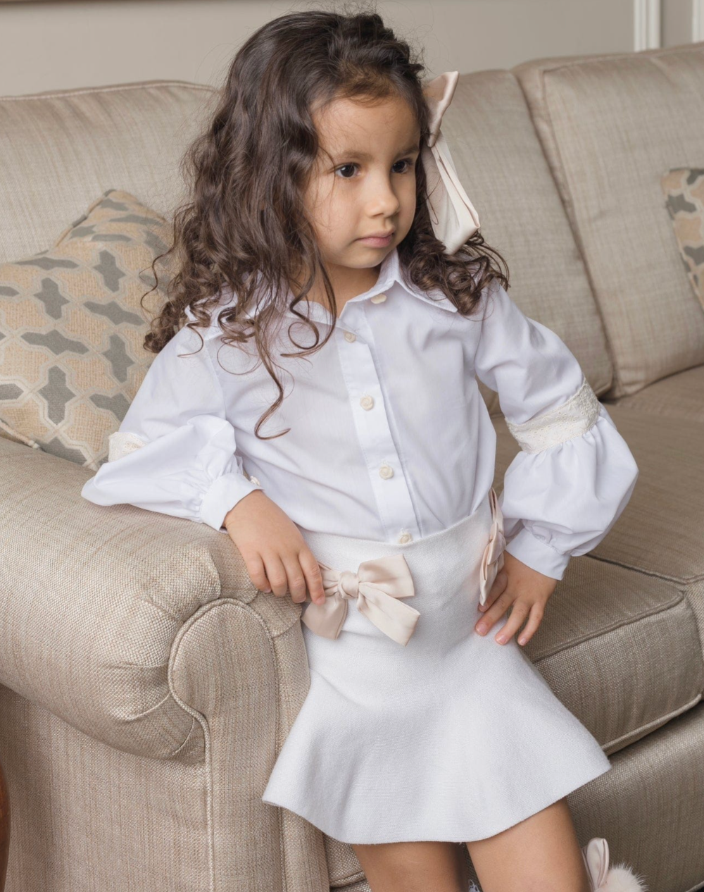 Herringbone White Blouse